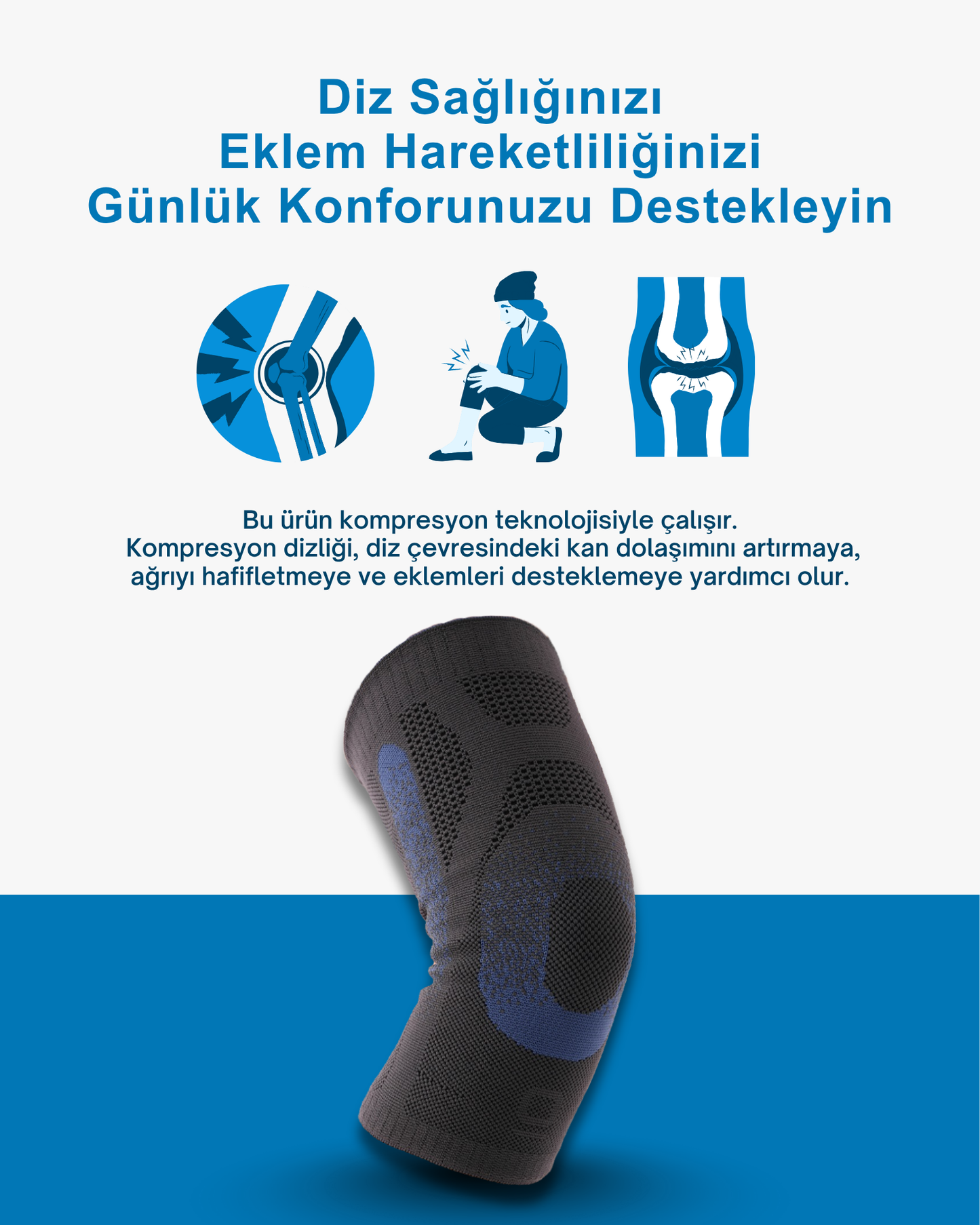 Profesyonel Eklem Destekleyici Kompresyonlu Dizlik
